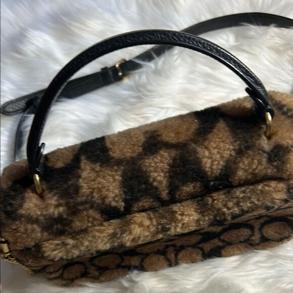 Coach Jennifer Lopez Marlie Top Handle Satchel Monogram Shearling Crossbody Bag - Picture 6 of 16